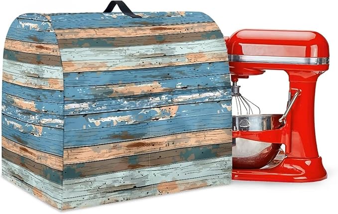 Stand Mixer Covers Protector Kitchen Aid Mixer Cover Wood Design Appliance Dust Covers with Top Handle Front Pocket Universal Fit Tilt Head and Bowl Lift Models
