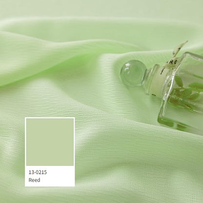 Green Pinch Pleat Sheer Curtains 96 Inches Long for Bedroom Soft Touch Lightweight Light Filtering 96 Inch Length Pleated Drapes with Ajustable Hooks for Living Room, Reed Green, 42"W x 96"L, 2 Panels