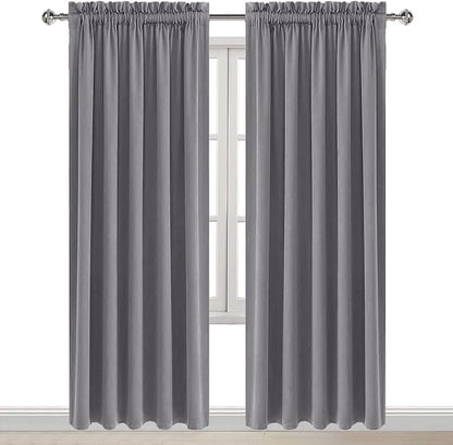 DWCN Grey Blackout Curtains for Bedroom, Thermal Insulated Energy Saving Room Darkening Curtains for Living Room (W60 x L84 inch, Set of 2 Panels, Top of Rod Pocket)