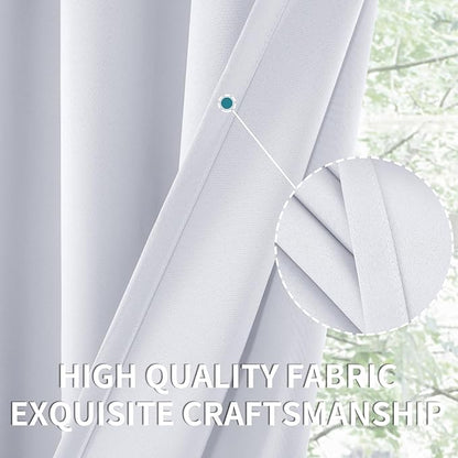BGment Room Darkening Curtains 40 Inches Length - Rod Pocket Short Window Drapes Thermal Insulated for Bedroom Kitchen Cafe, Greyish White, 34 x 40 Inch, 2 Panels