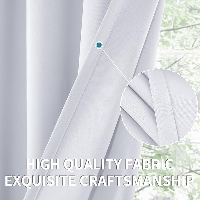 BGment Rod Pocket Room Darkening Curtains for Bedroom 63 Inches Long - Thermal Insulated Blackout Curtains for Living Room, 42 x 63 Inch, 2 Panels, Greyish White