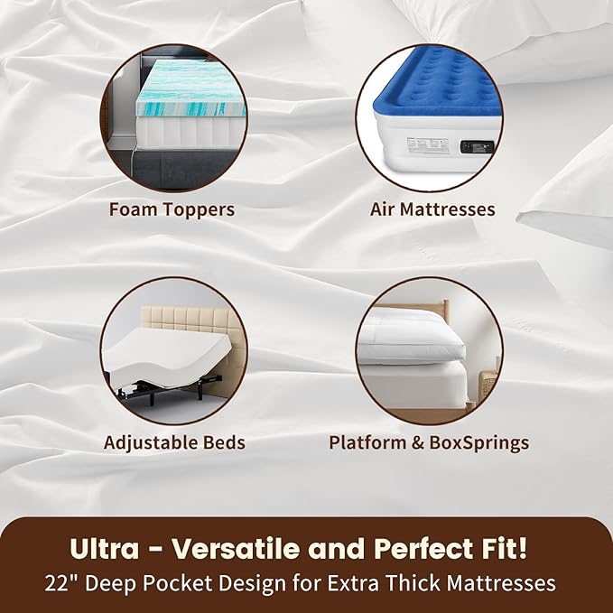 100% Linen Sheet Set Queen Size Extra Deep Pocket Fits 18-24 Inch Mattress, Breathable & Soft, Smooth 4-Piece Set for Thick Mattresses Hotel Luxury Bedding（Queen, Grey）