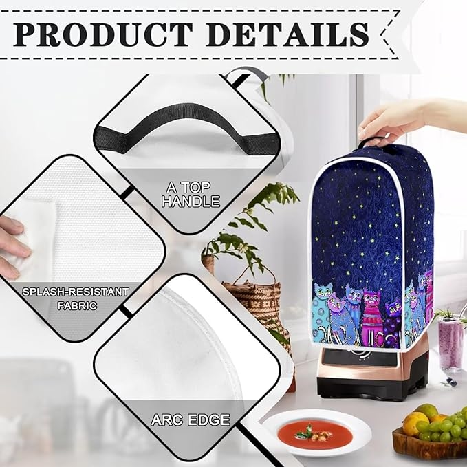 Talayituse Galaxy Cat Print Blender Cover Kitchen Appliance Covers Stand Mixer or Coffee Juice Machine Blender Dust Cover and Fingerprint Protection