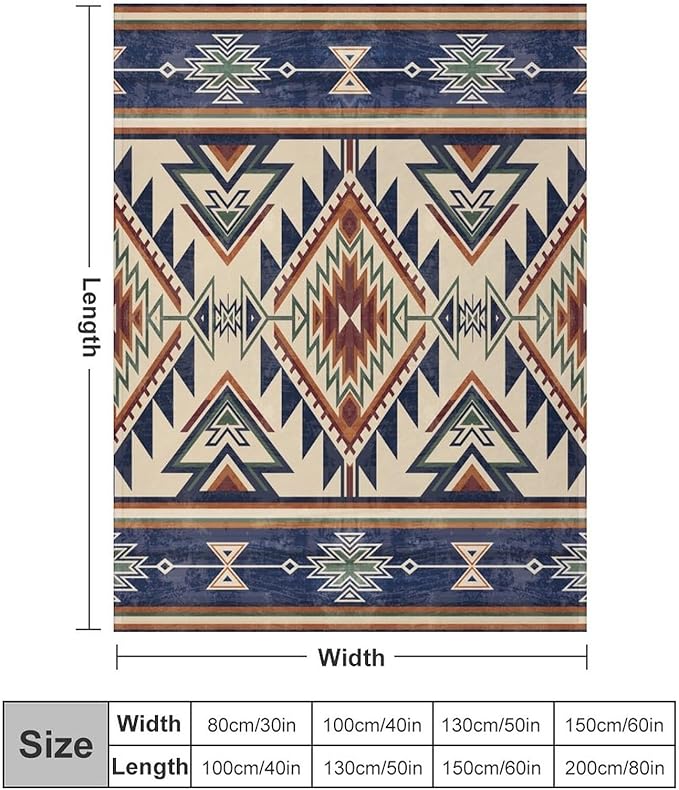 Native Throw Blanket, Southwest Tribal Aztec Pattern Vintage Abstract Ethnic Geometric Print Couch Sofa Bed Plush Throw Blanket 60"x80"