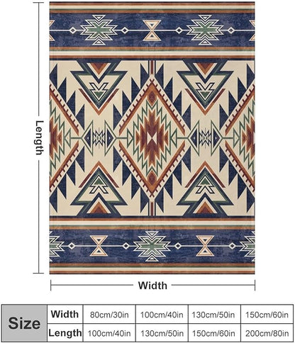 Native Throw Blanket, Southwest Tribal Aztec Pattern Vintage Abstract Ethnic Geometric Print Couch Sofa Bed Plush Throw Blanket 60"x80"