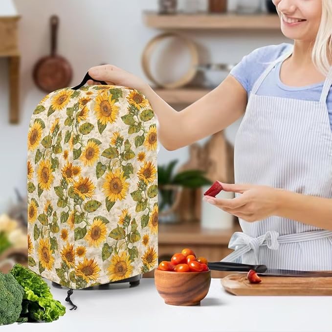 Sunflowers Patterns Blender Dust Cover Food Processor Cover Kitchen Machine Appliance Covers for Kitchen Counter Blender Covers for Home Decor