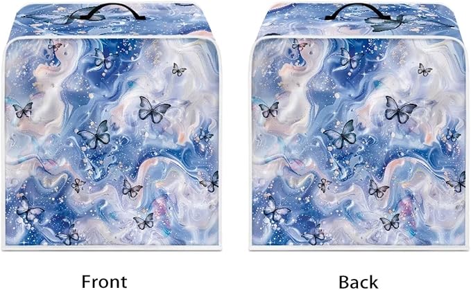 Marble Texture Butterfly Pattern Coffee Maker Covers With Top Handle Folding Coffee Machine Dust Covers For Blender Mixer Juice Machine Keep Office Home Kitchen Clean