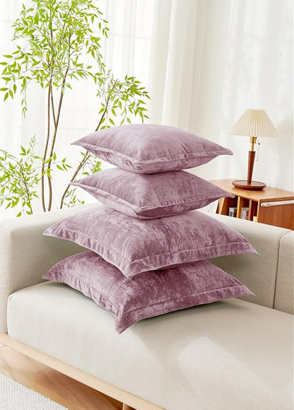 Luxurious Velvet Throw Pillow Covers 20x20 Set of 2 Decorative Pillow Covers Solid Square Cushion Case for Sofa Couch Bedroom Farmhouse, Mauve