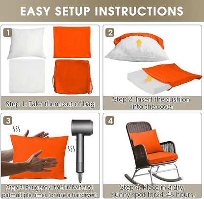 Outdoor Seat Cushion Set 19 x 19 In, Water-Resistant & Fade-Resistan, Patio Furniture Cushions with Removable Cover Deep Seat & Back Cushion with Handle and Adjustable Straps for Chair Sofa,1PC