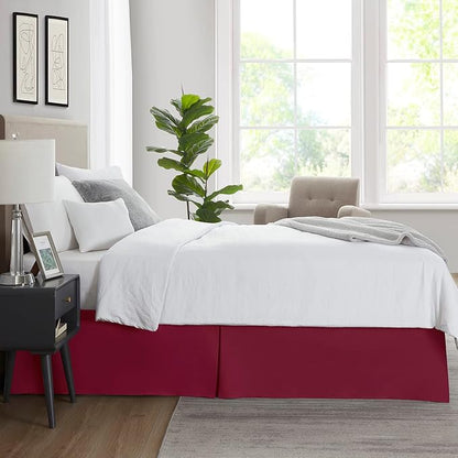 Nestl Red Heaven Twin XL Bed Skirt - Twin XL Size Bed Skirt 14 Inch Drop - Brushed Microfiber Bed Skirts - Hotel Quality Pleated Bed Skirt - Shrinkage & Fade Resistant
