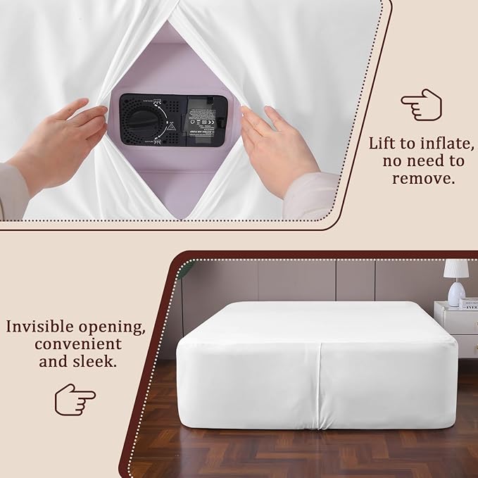 Fitted Sheet for Full Size Air Matress, with 18-24 Inch Extra Deep Pocket, Soft Breathable Air Mattress Sheet Cover for Inflatable Bed, White