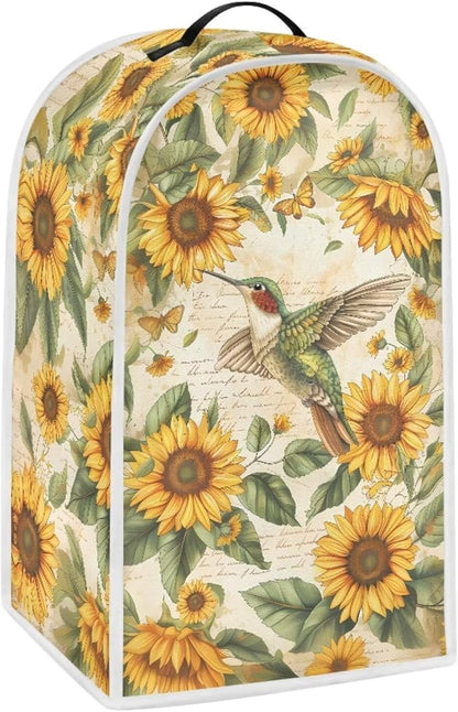 Birds Sunflower Print Blender Dust Cover, Stand Mixer or Coffee Maker Appliance Cover, Anti Fingerprint Polyester Dust Proof Stain Resistant Blender Cover for Home Kitchen