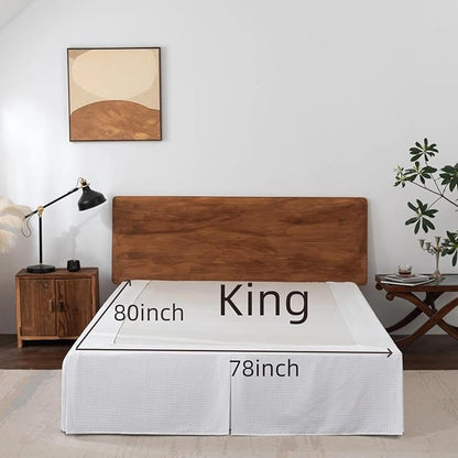King Bed Skirt, Wrap Around Bed Skirt with Pleated Corner, 18 Inch Drop Pleated Waffle Weave Bedskirts, Anti-Slip, Microfiber, White, 18'' King