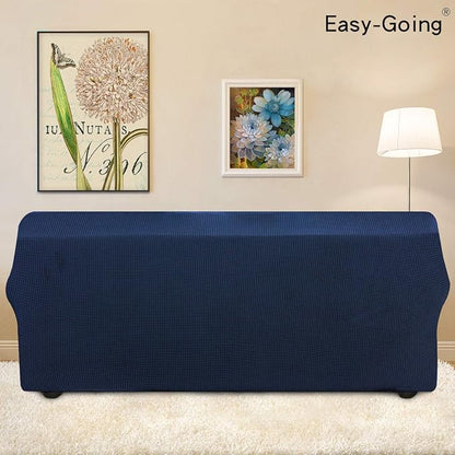 Easy-Going Stretch Sofa Slipcover 1-Piece Sofa Cover Furniture Protector Couch Soft with Elastic Bottom for Kids, Polyester Spandex Jacquard Fabric Small Checks (Sofa, Navy)