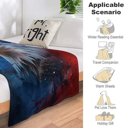 American Flag Bald Eagle Throw Blanket Patriotic Print Blankets Gifts Couch Sofa Bed Stuff Decor Soft Cozy Fleece Plush Flannel Bedding for Lover Men Women Adults 40"x50"