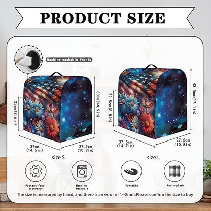 American Flag Stand Mixer Cover Dust Covers for 4.5qt-5qt Stand Mixer Daisy Butterfly Mixer Cover Protector Compatible with 4.5-5 Quart Kitchen Aid Mixer