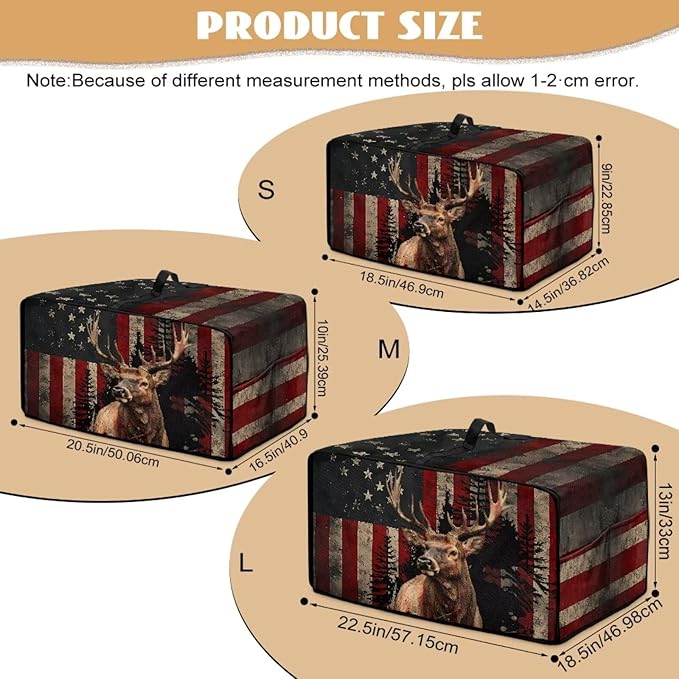 Vintage Deer Elk Print Microwave Oven Cover Waterproof Dust Cover for Microwave Oven American Flag Forest Print Universal Small Appliance Dust Covers Dirt and Fingerprint Protection, L