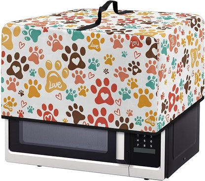 Microwave Oven Dust Cover, Dog Paw Polyester Dust Cover for Microwave Oven for Most Microwaves Oven Cloth Covers Waterproof Microwaves Dusts Covers Anti-Scratch Washable