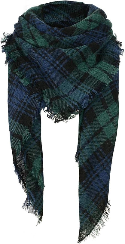 American Trends Women's Cozy Warm Winter Fall Blanket Scarf Stylish Soft Chunky Checked Giant Scarves Shawls