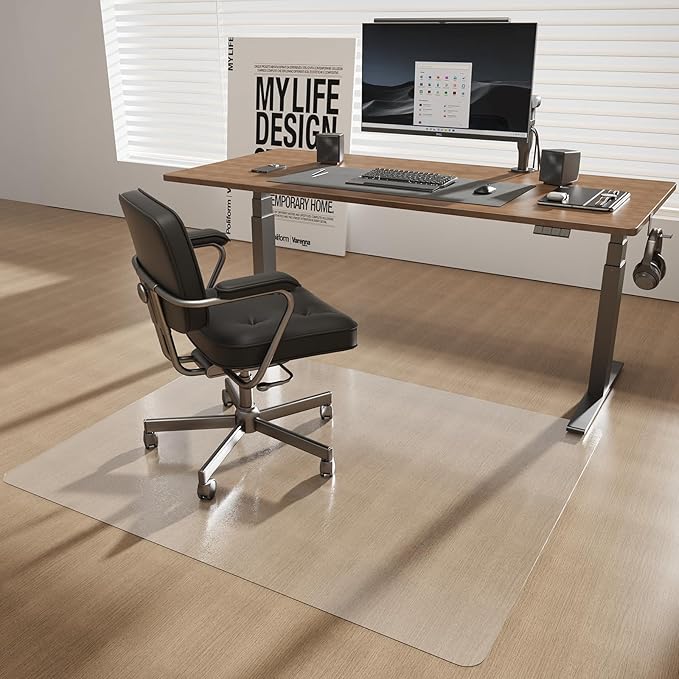 [Thickened to 2.0mm] 40"x50" Computer Chair Mat for Hardwood, PVC Office Mat for Hardwood Floor, Anti-Slip Rolling Chair Floor Protector,Vinyl Mats for Home, Under Desk Mats for Rolling Chairs