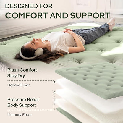 ZonLi Japanese Floor Futon Mattress Queen Size 80"x 60", 100% Cotton Cover 2.5'' Thicken Tatami Mattress, Foldable Sleeping Pad, Portable Dormitory Tatami Mat, Roll Up Floor Lounger Bed for Adult