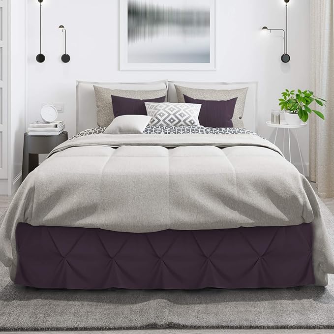 Nestl Purple Bed Skirt - King Size, Pinch Pleat, 14" Drop, Hotel Quality, Premium Microfiber
