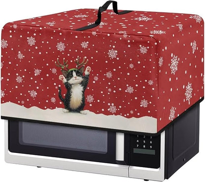 Microwave Oven Dust Cover, Christmas Cat Dust-Proof Microwave Toaster Oven Cover Washable Microwaves Ovens Covers Printed Microwaves Ovens Covers Kitchen Appliance Dust Protector