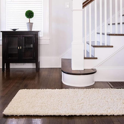 Unique Loom Solid Shag Collection Area Rug (2' 7" x 10' Runner, Pure Ivory)