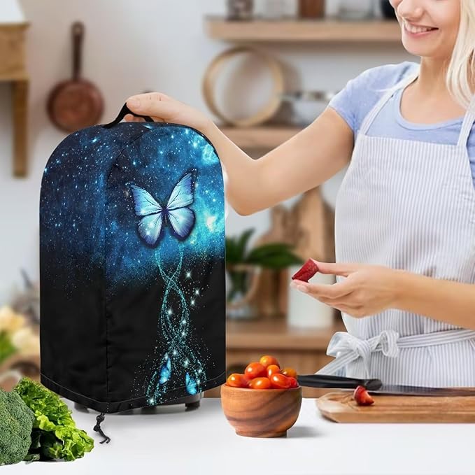 Buttefly Pattern Blender Dust Cover, Stand Mixer or Coffee Maker Appliance Covers with Drawstring, Anti Fingerprint Dust Proof Stain Resistant Blender Cover for Home Kitchen