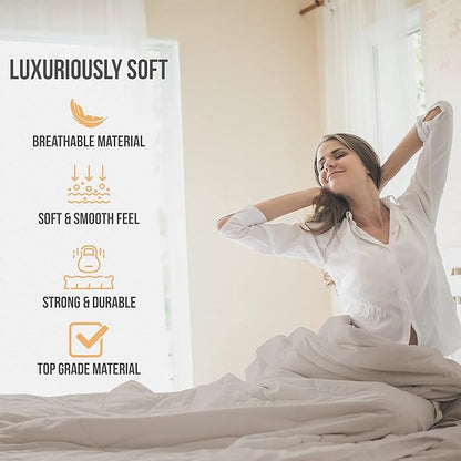 Full Size Bed Sheets Cooling - Luxury Hotel Sheet Set - Soft Sheets with Elastic Corner Straps - Deep Pocket Microfiber Bedsheets - Bedding Sheet & Pillowcases - 4 PC (Full Size, Beige)