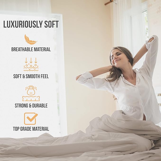 Twin Sheets Set - Luxury Hotel Bed Sheets - Soft Cooling Sheet with Elastic Corner Straps - Deep Pockets Microfiber Bedsheets - Bedding Sheet & Pillowcases Sets - 3 PC (Twin Size, Beige)
