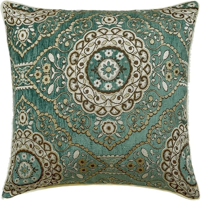 The HomeCentric King/Queen/Twin Teal Decorative Twin 53"x18" Bed Runner Without Pillow Cover, Art Deco, Floral, Tassels & Velvet Bed Scarf on Velvet Fabric - Ahmet