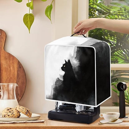 Coffee Maker Cover – Dust Protection Stain Resistant Washable Appliance Cover Kitchen Decoration Gifts For Coffee Lovers Ink-wash Cat Print