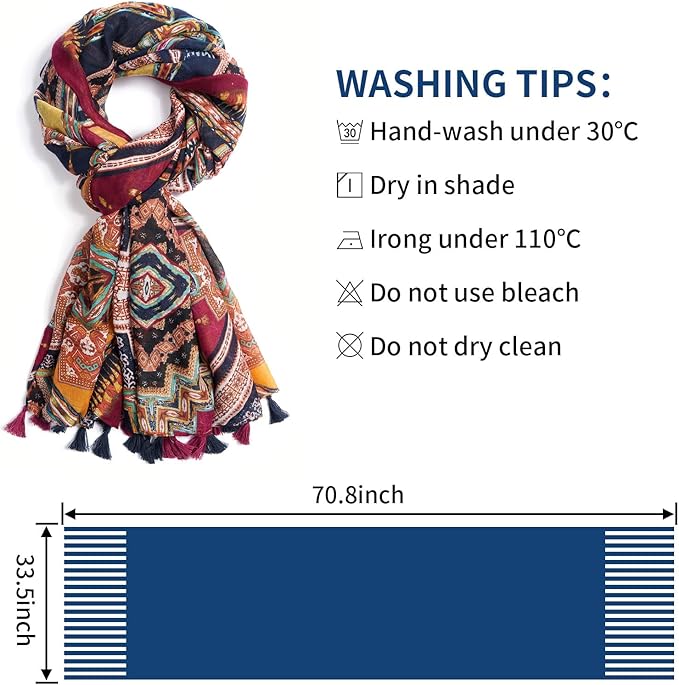 Scarf for Women Lightweight Soft Floral Leopard Printed Scarves Fall Winter Fashion Shawl Wrap with Fringe