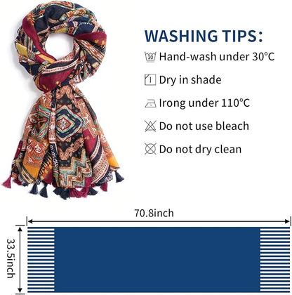 Scarf for Women Lightweight Soft Floral Leopard Printed Scarves Fall Winter Fashion Shawl Wrap with Fringe
