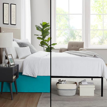 Nestl Teal Full Bed Skirt - Full Size Bed Skirt 14 Inch Drop - Brushed Microfiber Bed Skirts - Hotel Quality Pleated Bed Skirt - Shrinkage & Fade Resistant