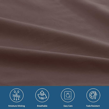 Moonsea Queen Sheet Set for Air Mattress - Sheets Queen Size Bed Set - 3Pcs Side Storage Pocket Fitted Sheet & Pillowcases Easily Fits 16in to 24in Pillow Top Air Bed Mattress - Brown