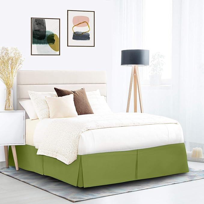 Nestl Calla Green Bed Skirt King Size - King Bed Skirt 14 Inch Drop - Brushed Microfiber Bed Skirts - Hotel Quality Pleated Bed Skirt - Shrinkage & Fade Resistant