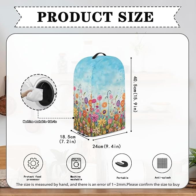 Colorful Daisy Print Blender Covers for Kitchen Food Processor Cover with Durable Handle, Dust Covers for Kitchen Appliances Stand Mixer or Coffee Maker Appliance Cover
