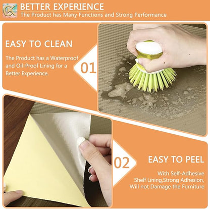 Self-Adhesive Shelf Liner Kitchen Liner, Waterproof Backed Paper Easy Peel and Stick Contact Liner Without Residue for Decor Your Desk Surface, Kitchen Countertops (Dark Khaki, 11.8 x 393.7 inches)