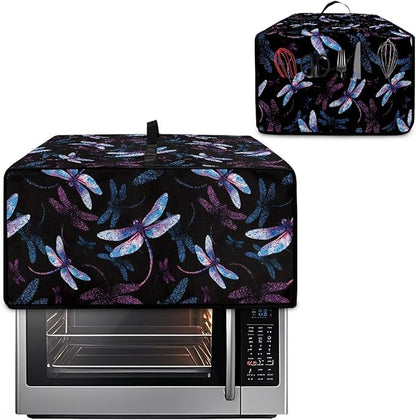 Dragonfly Print Microwave Oven Cover Dust-Proof Microwave Toaster Oven Cover Foldable Kitchen Appliance Protector Suitable for Most Microwave Ovens, L