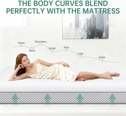 EYN Memory Foam Mattress Cooling Gel Size Matress in A Box Bed Frame Pressure Relief Medium Firm Size Removable Washable Cover Feel Bedroom Essentials CertiPUR-US Certified (10'', Full)