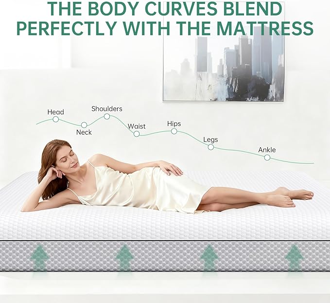 EYN Memory Foam Mattress Cooling Gel Size Matress in A Box Bed Frame Pressure Relief Medium Firm Size Removable Washable Cover Feel Bedroom Essentials CertiPUR-US Certified (8'', Full)