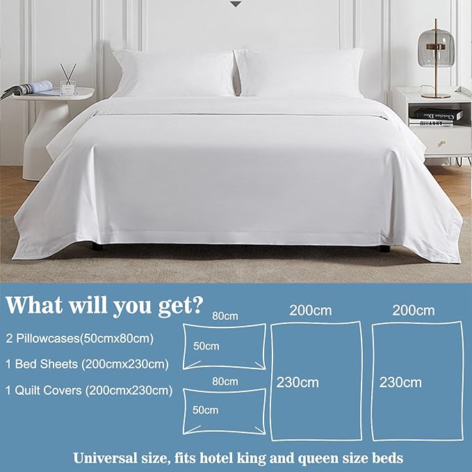 4pcs Superior Disposable Travel Bedset Ready-to-Use Large Size Bed Linens Including One Bedsheet, One Quilt Cover, Two Pillowcases, Portable Bedding Set Breathable for Hotel Camping Trip Hospital