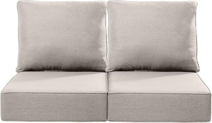 Luxury 24x24x6 Inch Outdoor Chair Cushions - Set of 2 Water Resistant Comfortable Patio Seat Cushion for Porch Set Rattan Dining Rocker Glider Chairs Loveseat Couch Sectional Sofa - Beige