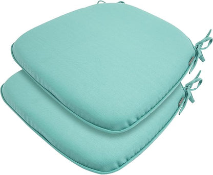 Outdoor Chair Cushions Set of 2,Patio Seat Cushion 17"x16"x2",U-Shaped Dining Chair Cushion 17 by 16 Inch,Water Resistant,Fade-Resistant Chair Pads for Kitchen Garden Furniture(Light Turquoise)