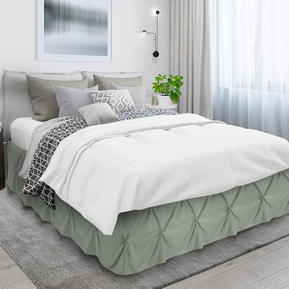 Nestl Sage Green Bed Skirt Twin Size, Pinch Pleat Twin Bed Skirt, 14" Inch Drop Twin Bedskirt, Hotel Quality Sage Green Bed Skirts, Premium Microfiber Bedskirt for Twin Bed, Sage Green Twin Bed Skirt
