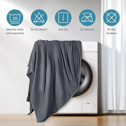 EASELAND Cooling Comforter Twin, Cold Touch Fabric Absorbs Body Heat, Double-Sided Cool Design Soft Fluffy Cooling Blanket for Night Sweats Hot Sleeper (Dark Gray, Twin(68"X90"))