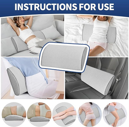 Lumbar Support Pillow for Back Pain Relief - 23.6"x11.8" Bed Rest Pillow for Side, Back & Stomach Sleepers(Grey)