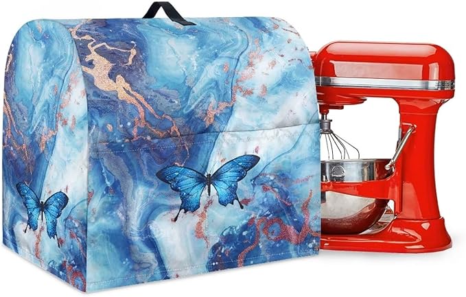 Blue Marble and Butterfly Mixer Covers Stand Mixer Dustproof Cover Compatible with Kitchen Aid Mixer Washable Stand Mixer Covers for 6-8 Qt Mixer